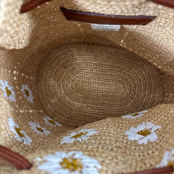 Sezane Raffia Farrow Daisy Embroidered Bag - Picture 9 of 12
